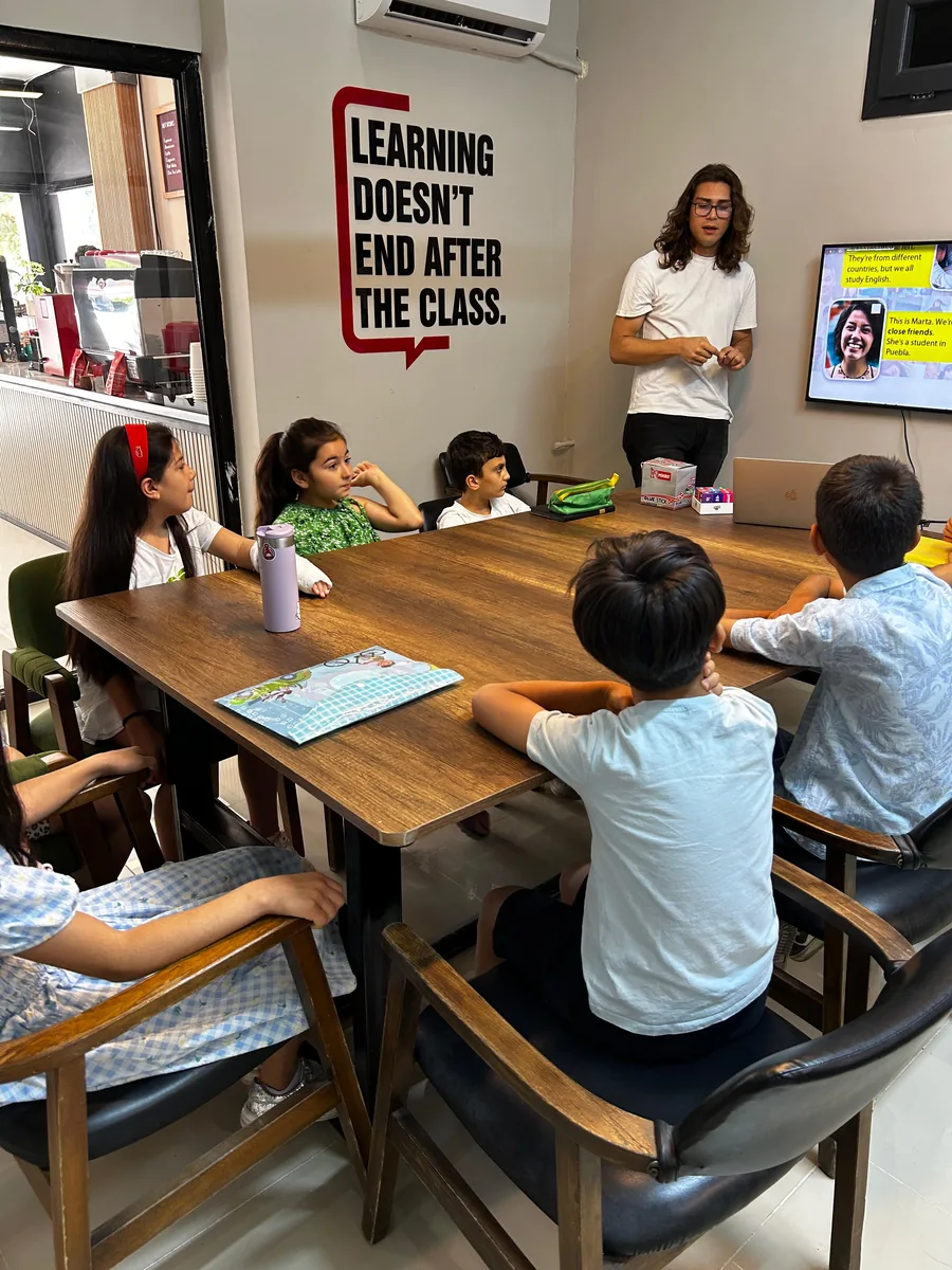Children taking part in a game-based English lesson at SpeakingLab