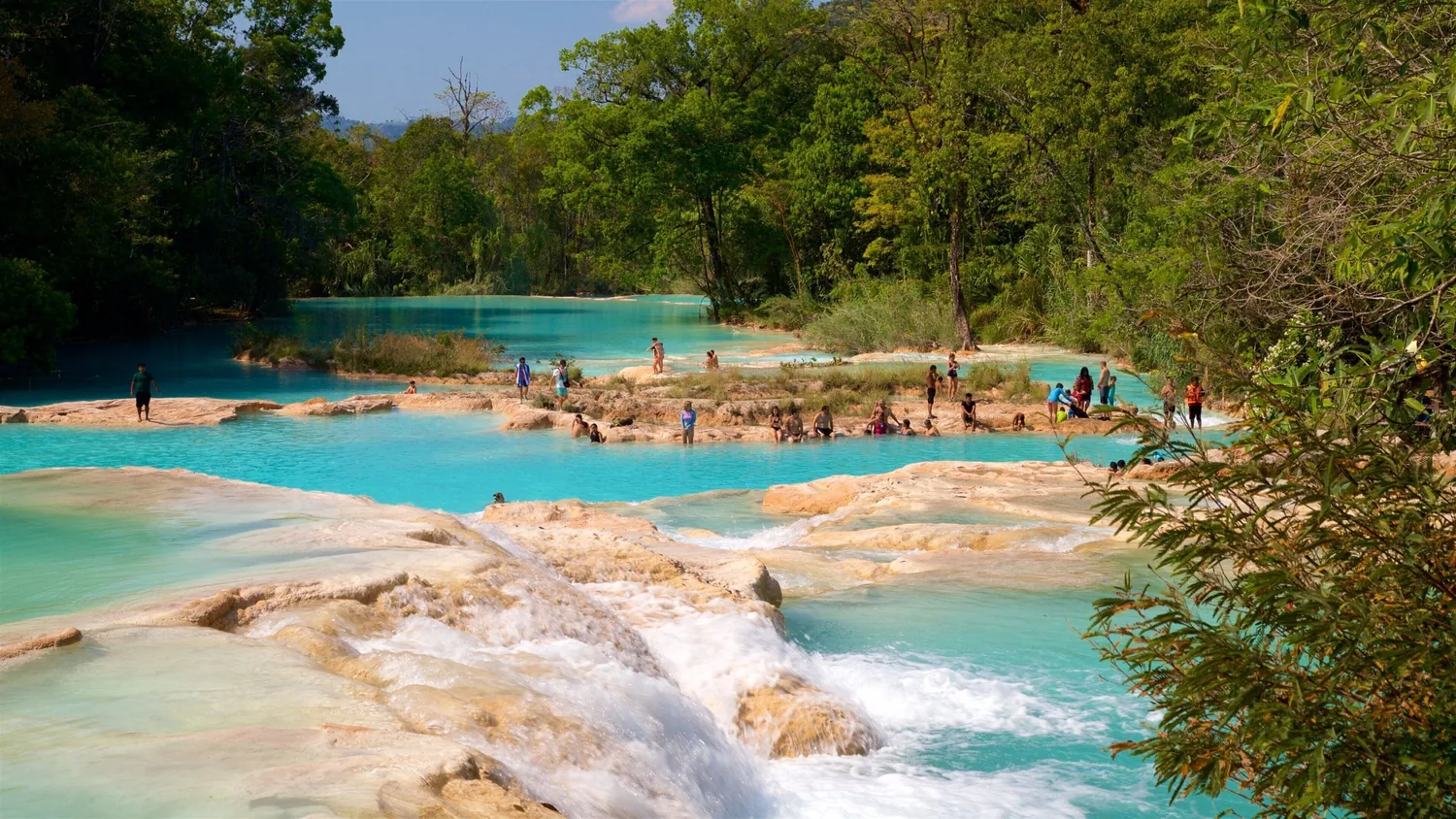 The turquoise terraced pools of Agua Azul