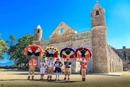 Danza de la Pluma dancers at the Cuilapan basilica