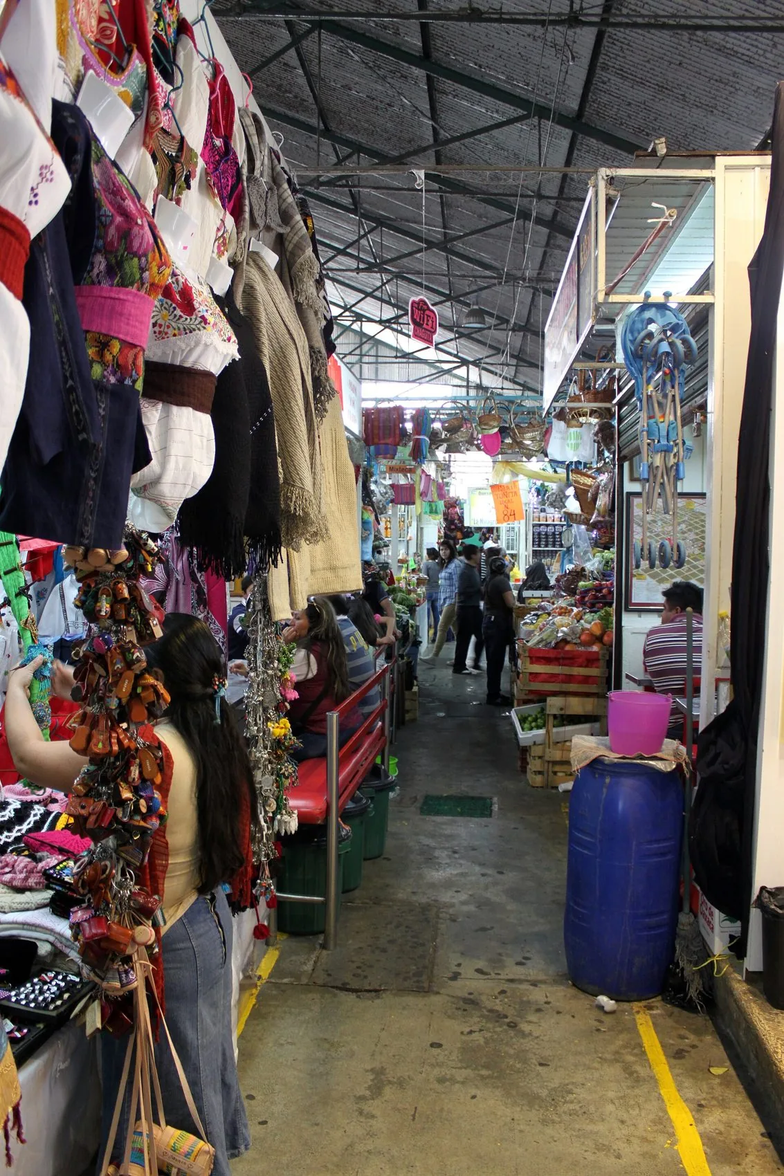 A market aisle in Oaxaca City