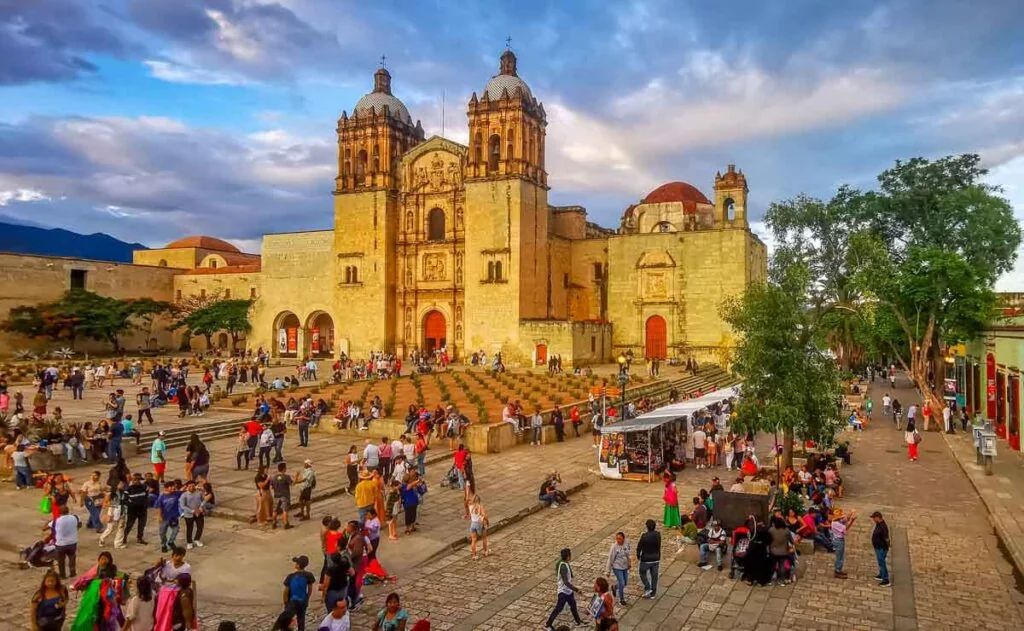 The plaza outside Santo Domingo, Oaxaca City